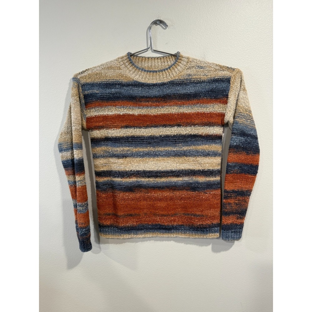 Charlie B Sweater Petite Brown Striped Space Dyed‎ Long Sleeve Crew Neck